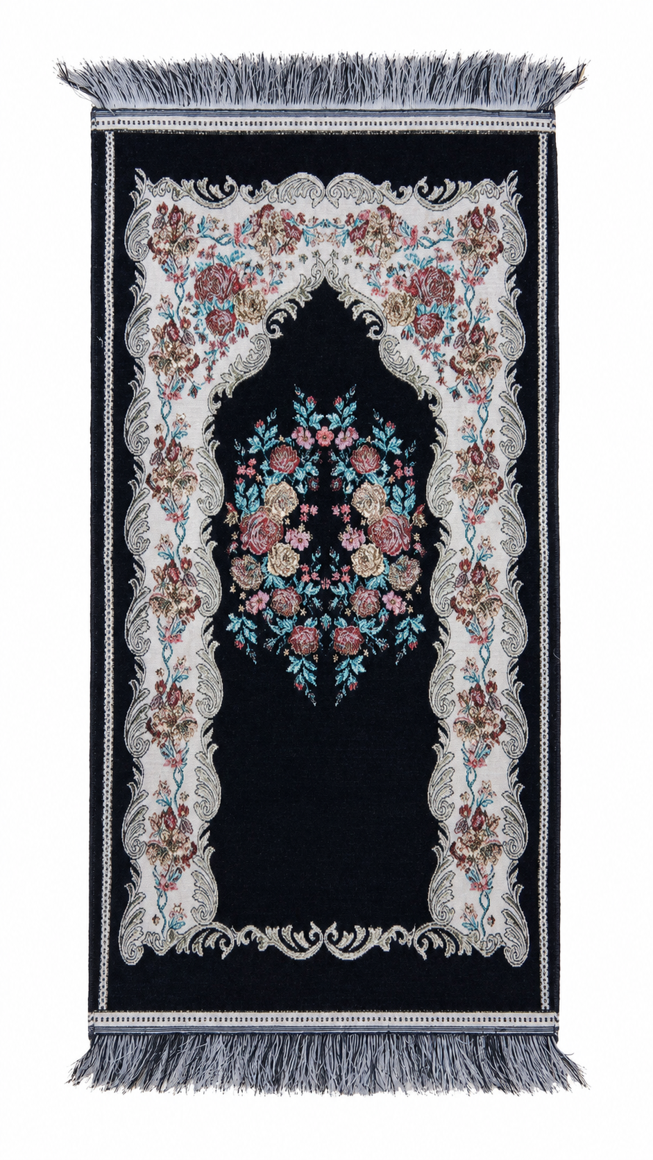 Streaked Velvet navy blue Prayer Rug (80x35)