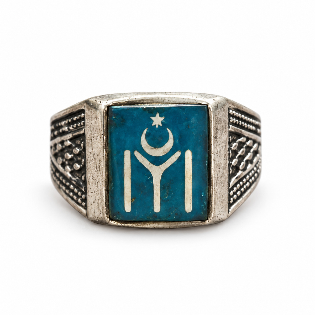 Blue Crescent Signet Ring