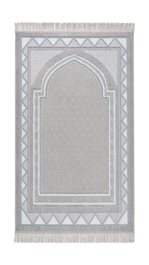 Gray Velvet Prayer Rug