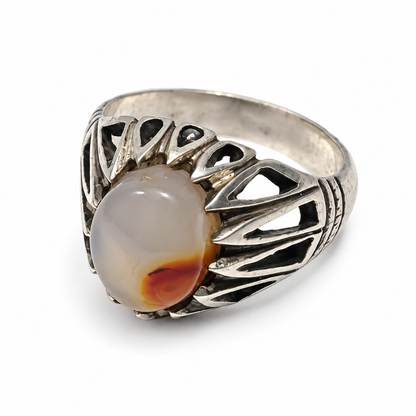 OpenWork Amber Flecked Silver Ring