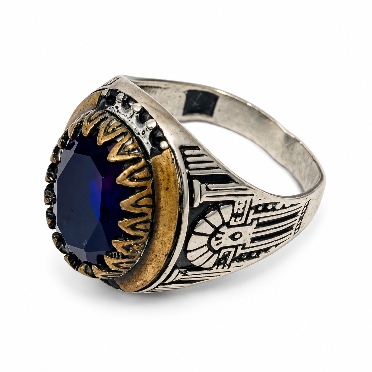 Navy Gemestone Silver Ring