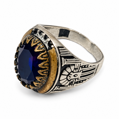 Navy Gemestone Silver Ring