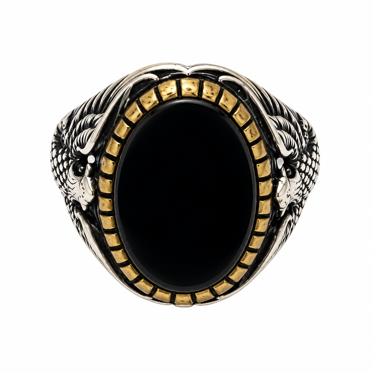 Black Oval Stone Silver Ring