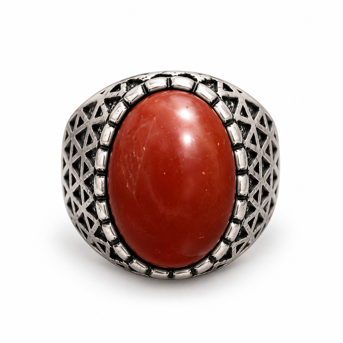 Brick Red Lattice Ring