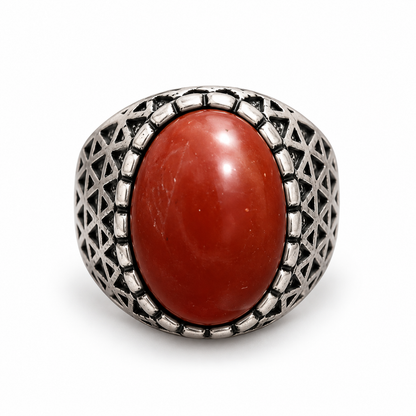 Brick Red Lattice Ring