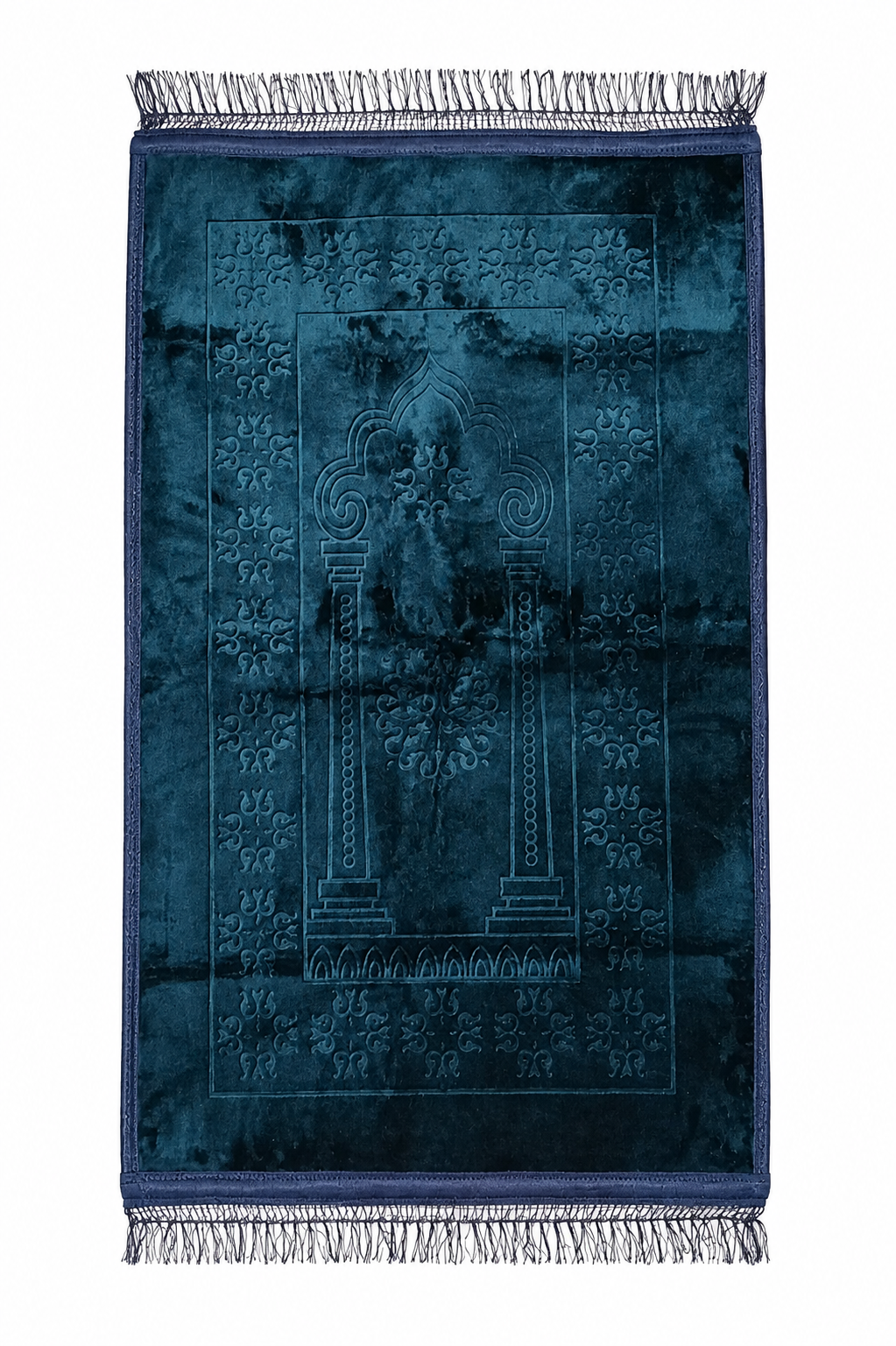 Upholstered Petroleum Color Prayer Rug