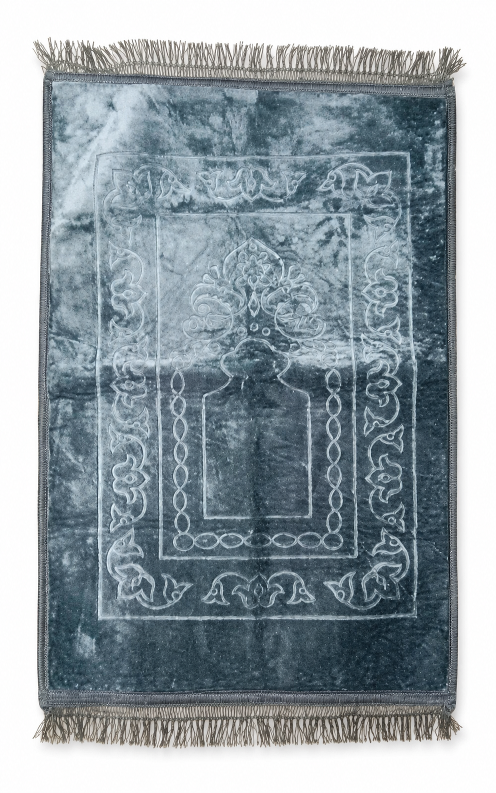 Upholstered Gray velvet rug