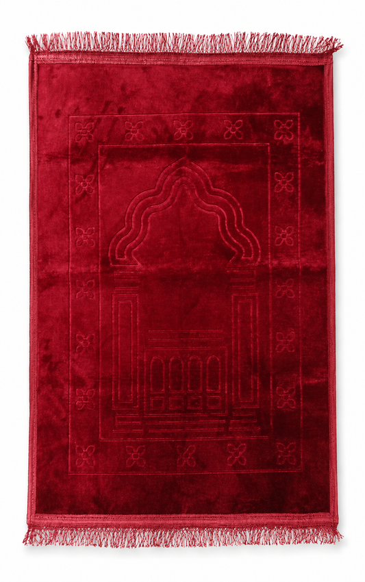 Upholstered Red velvet rug