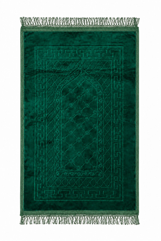 Upholstered Oil green velvet rug