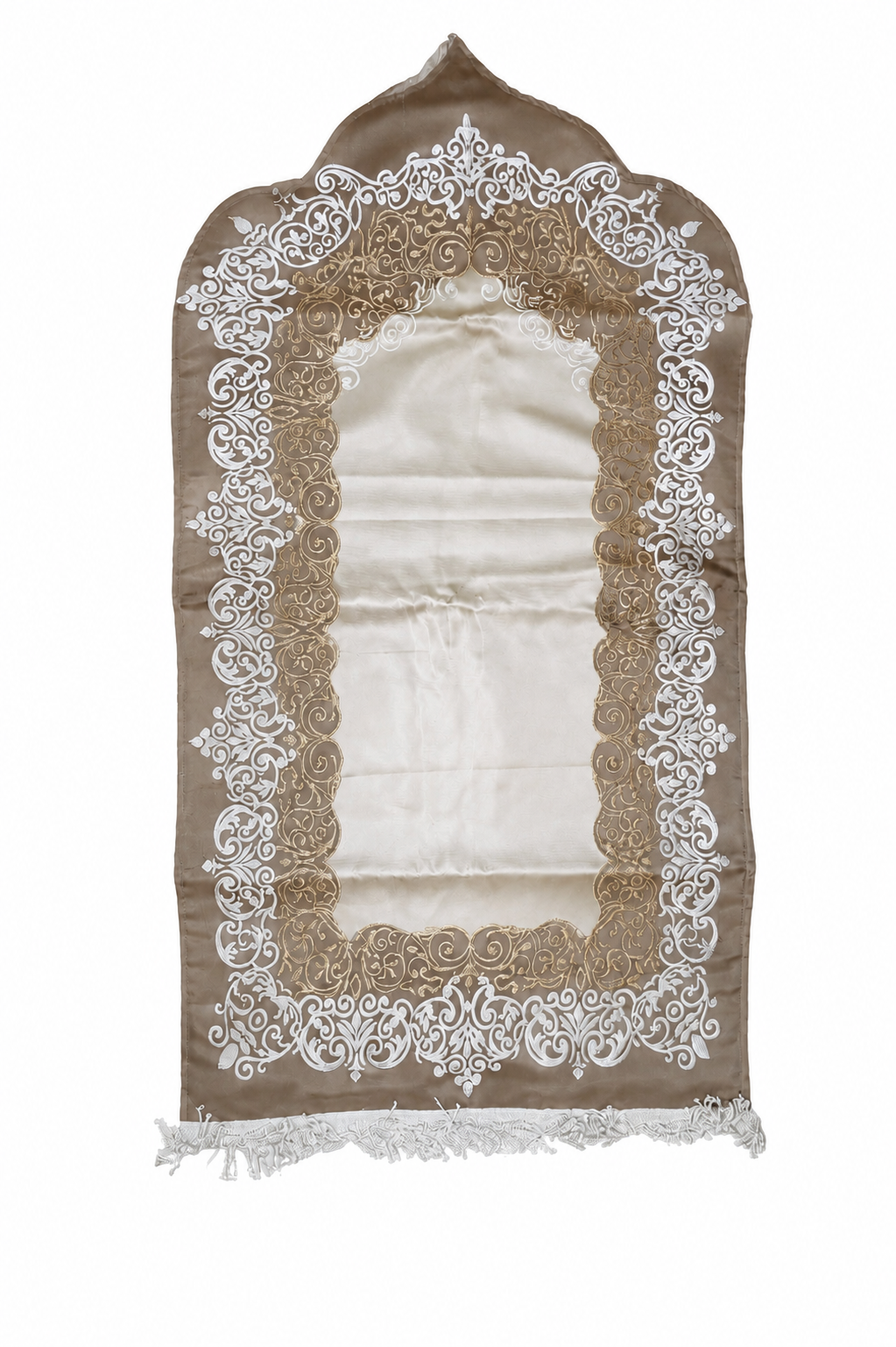 Satin Mocha Beige Mihrab Prayer Mat