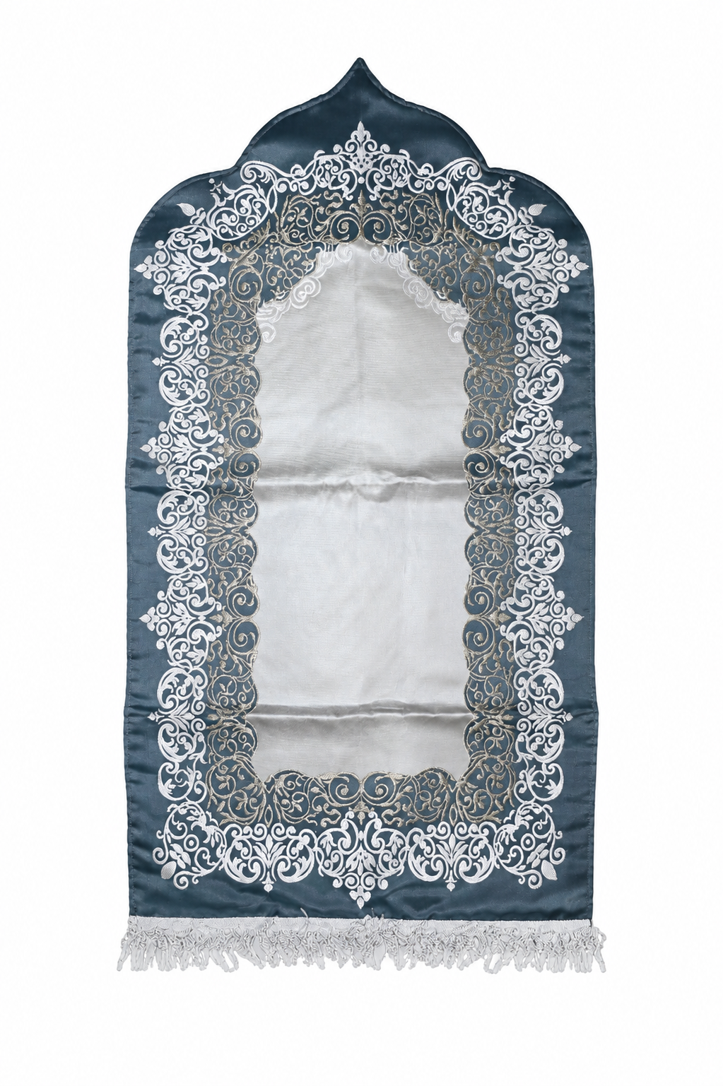 Ocean Blue Satin Mihrab Prayer Mat