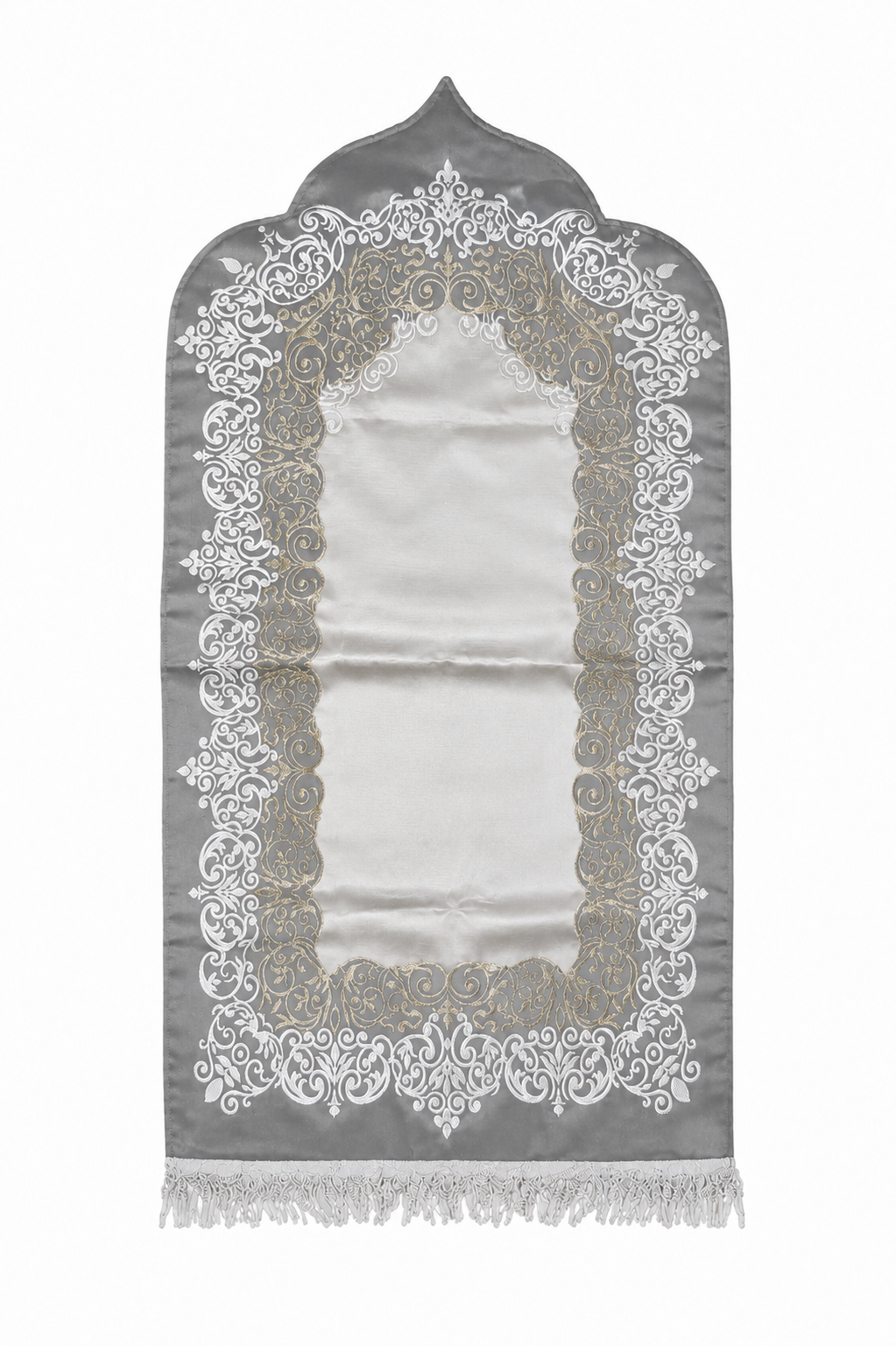Silver Satin Mihrab Prayer Mat