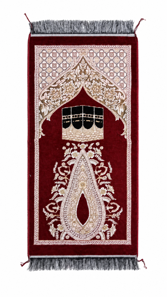 Children's Velvet Red-Beige Prayer Rug