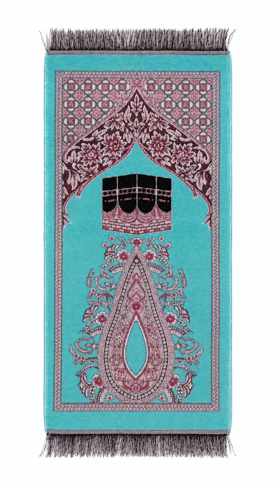 Children's Velvet Turquoise-Pink  Prayer Rug