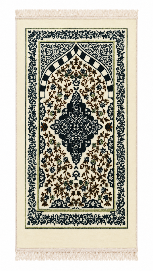 Streaked Velvet cream/ivory  Prayer Rug