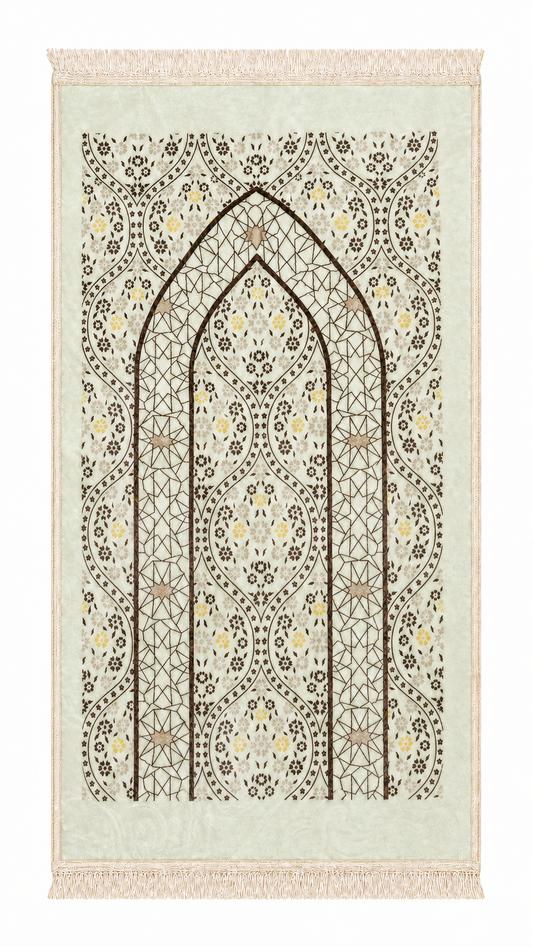 Streaked Velvet beige-mint green Prayer Rug