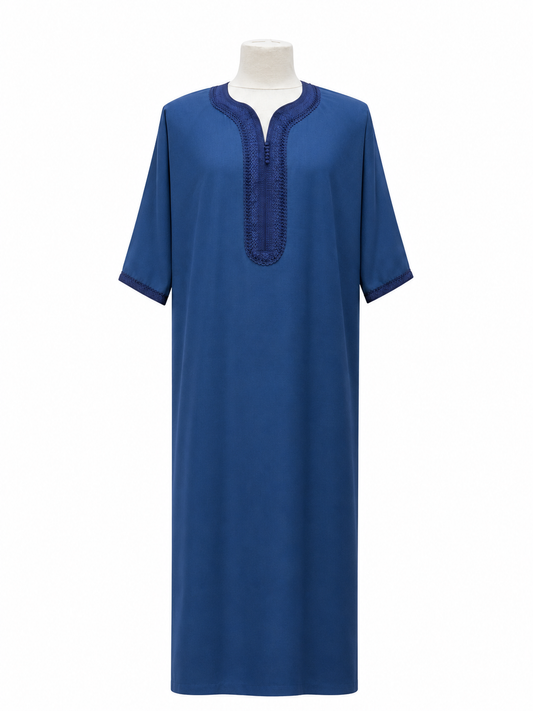 Moroccan Navy Blue Men's Summer Abaya