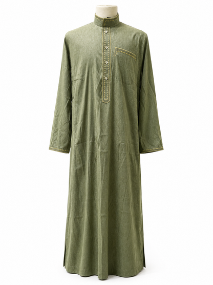 Men's Saudi Light Olive Green Summer Abaya