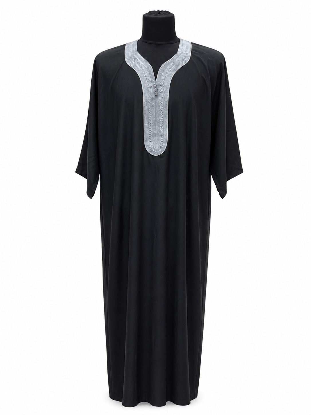 Men's Moroccan Silver and Black Summer Abaya