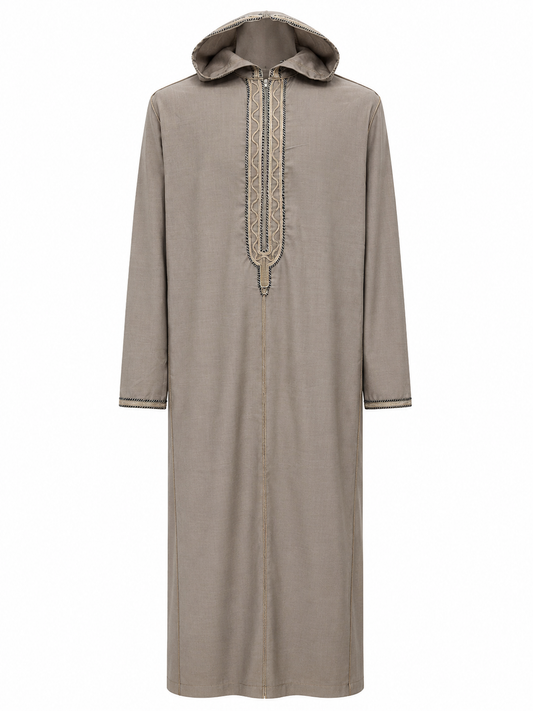 Men's Moroccan Dark Beige Spring Abaya