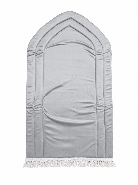 Foam-padded Light Blue/Gray prayer rug (mihrab design)