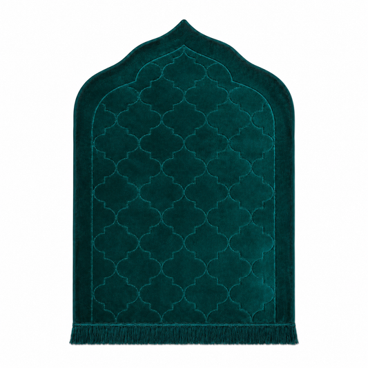 Olive Green Velvet Prayer Mihrab Rug