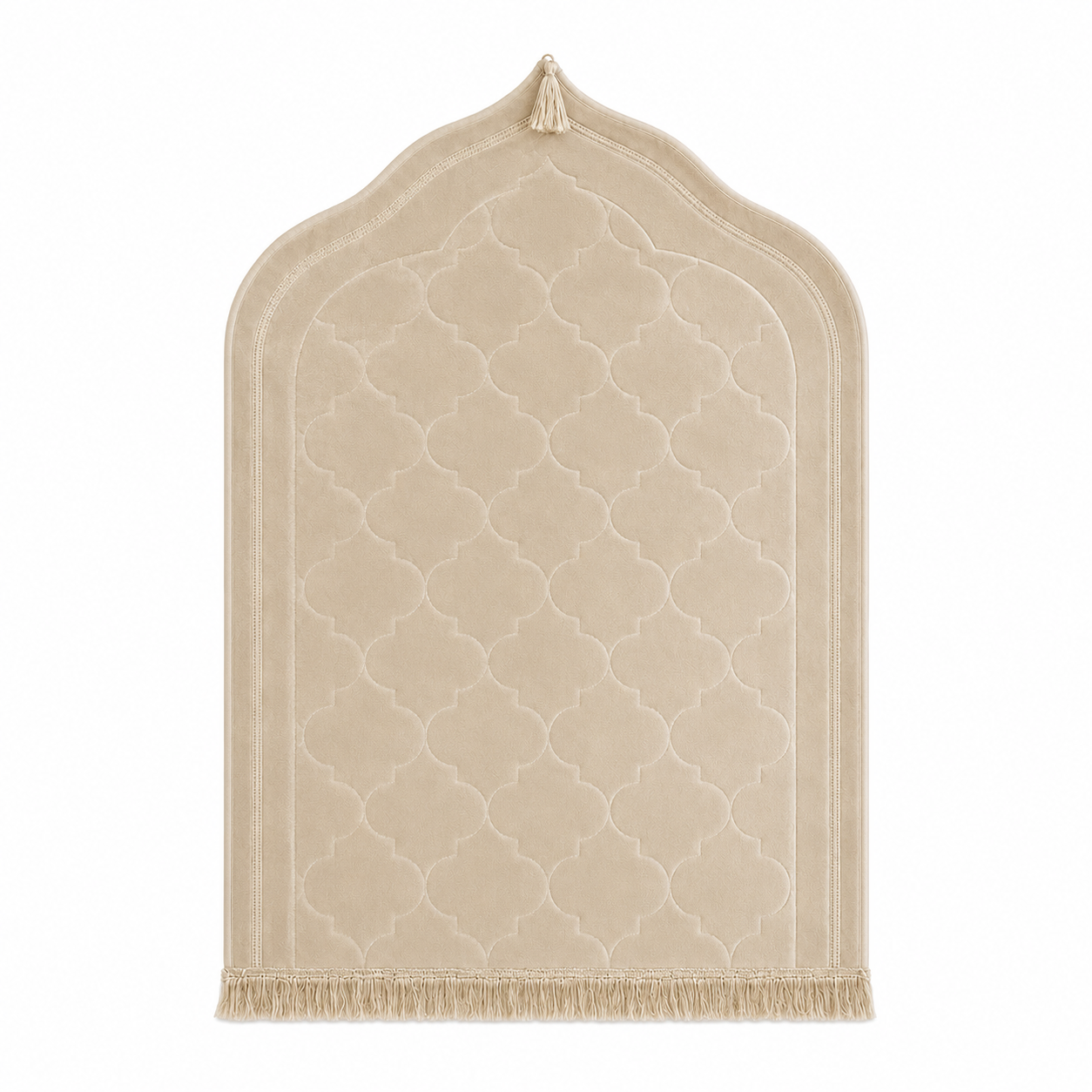 Beige Velvet Prayer Mihrab Rug