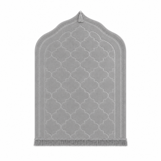 Grey Velvet Prayer Mihrab Rug