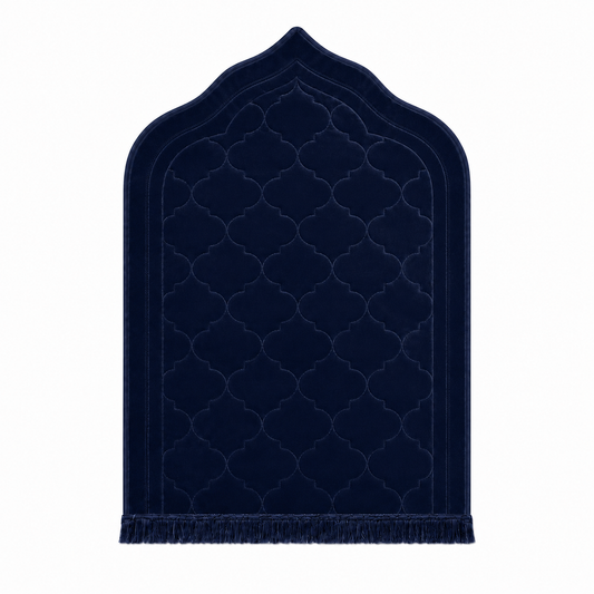 Navy Velvet Prayer Mihrab Rug