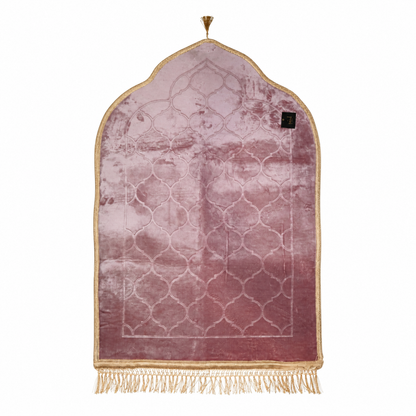 Pink Velvet Mihrab Prayer Rug