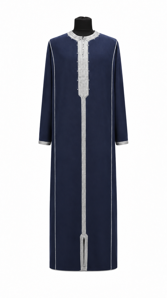 Men's Moroccan Navy Blue Summer Abaya