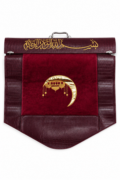 Turkish Furr and Leather Red-Brown Prayer Mat With Leather Case