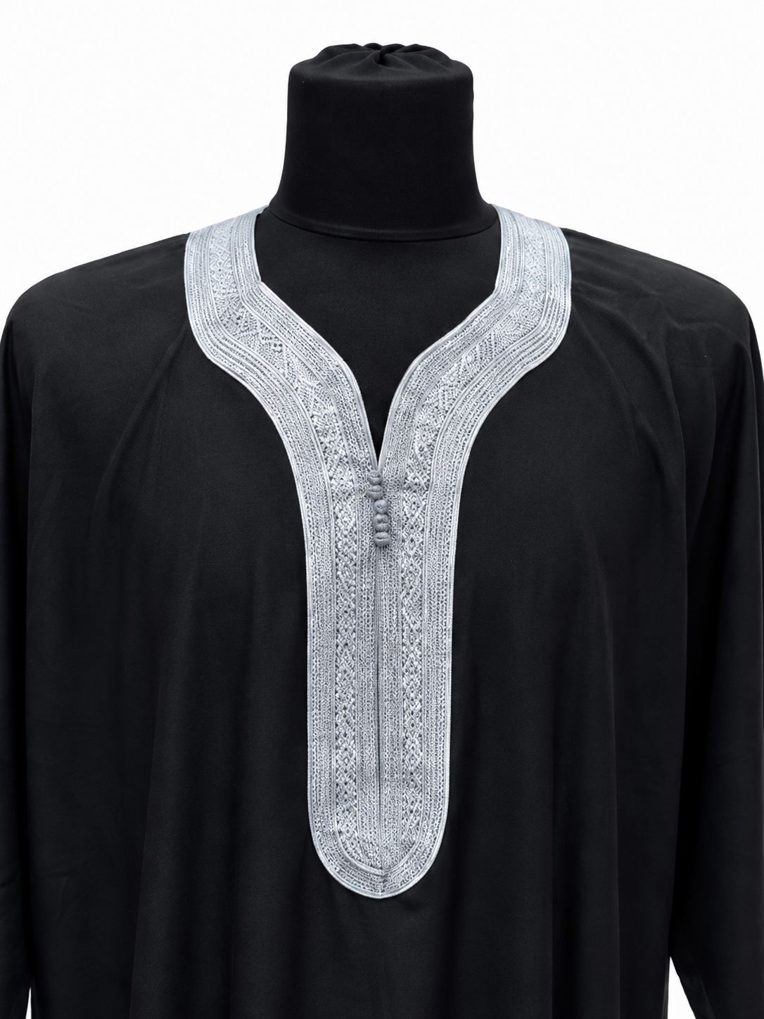 Men's Moroccan Silver and Black Summer Abaya