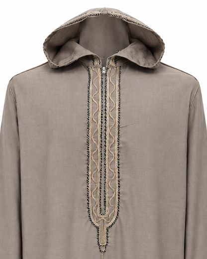 Men's Moroccan Dark Beige Spring Abaya