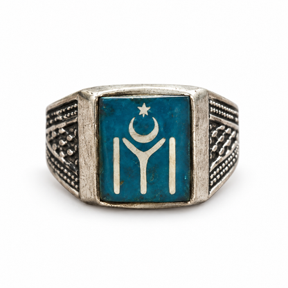 Blue Crescent Signet Ring