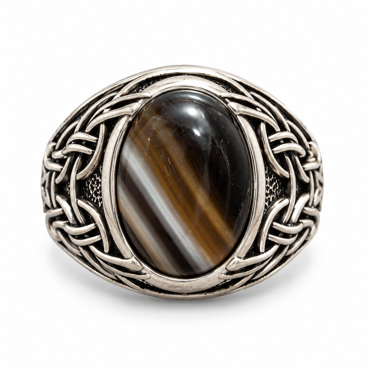 Banded Oval Knot Ring