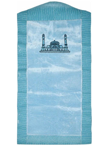 Turkish Furr and Leather Blue Prayer Mat With Case