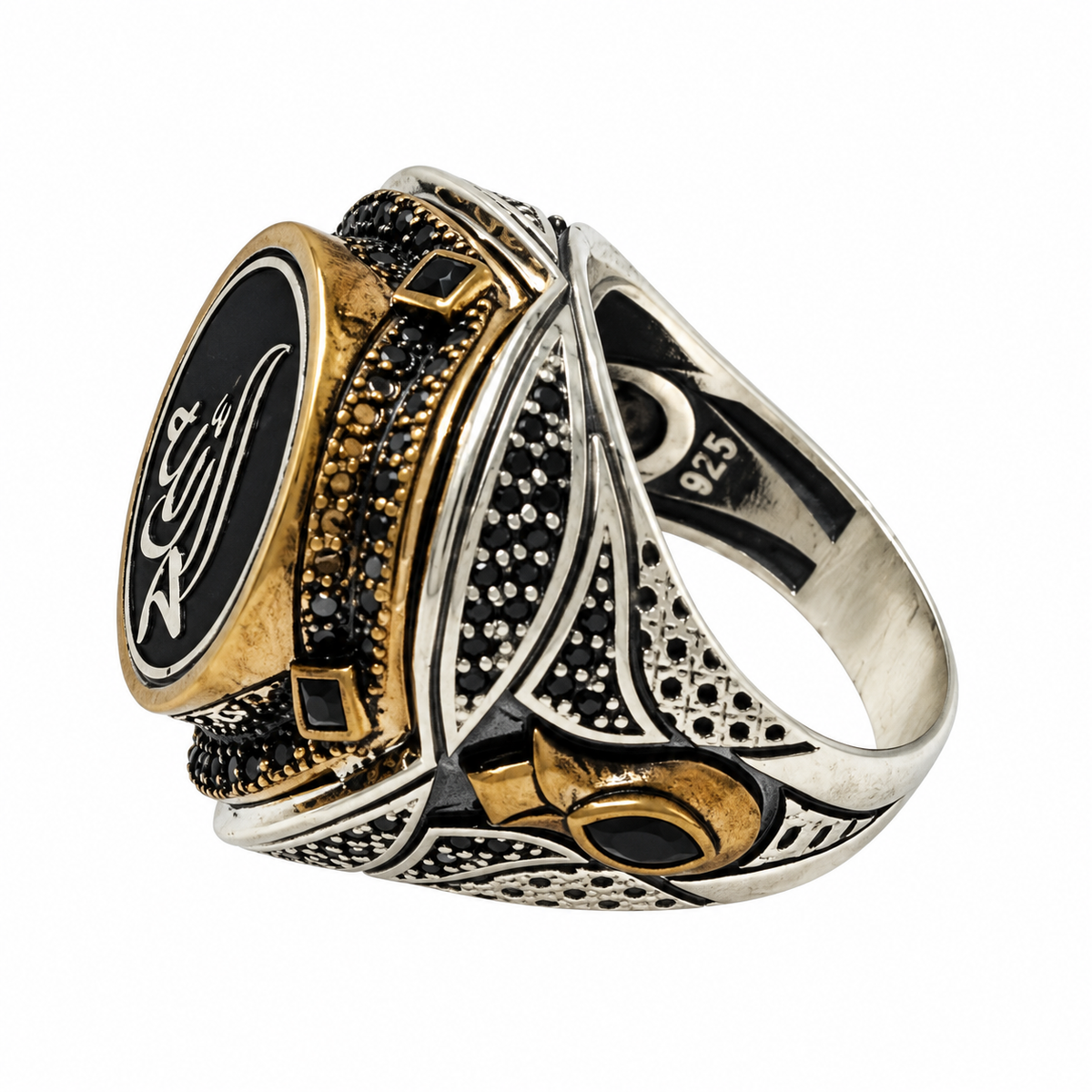 Black Alhamdolillah Silver Ring