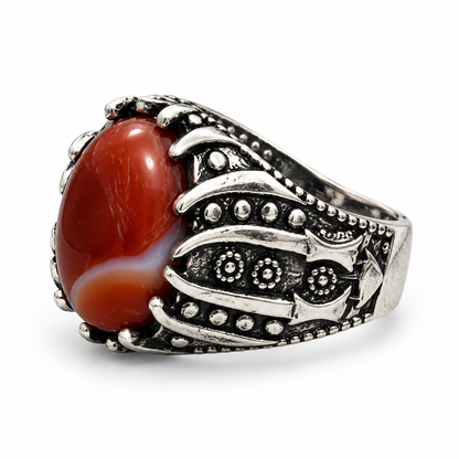 Red With White Line Ring