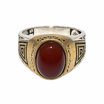 Ornate Deep Red Silver Ring