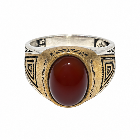 Ornate Deep Red Silver Ring