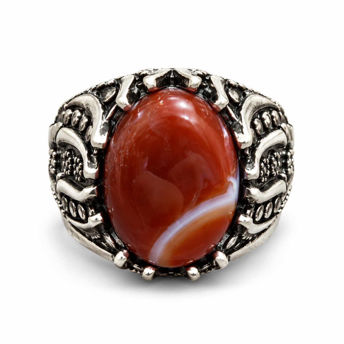 Red With White Line Ring