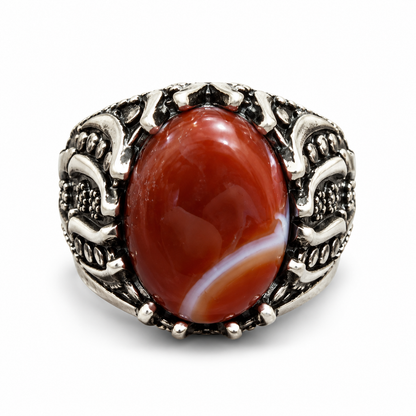 Red With White Line Ring
