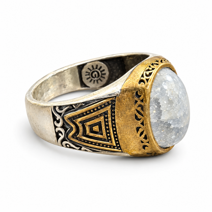 Gold Clowdy Cabochon Silver Ring