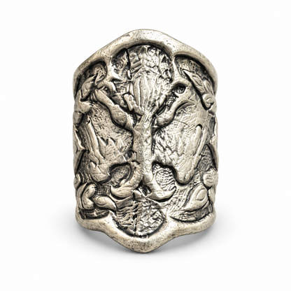 Twin Crest Steel Ring