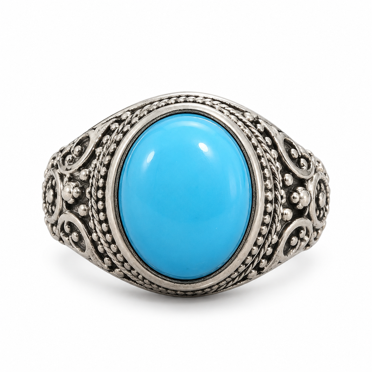 Sky-Blue Oval Ring