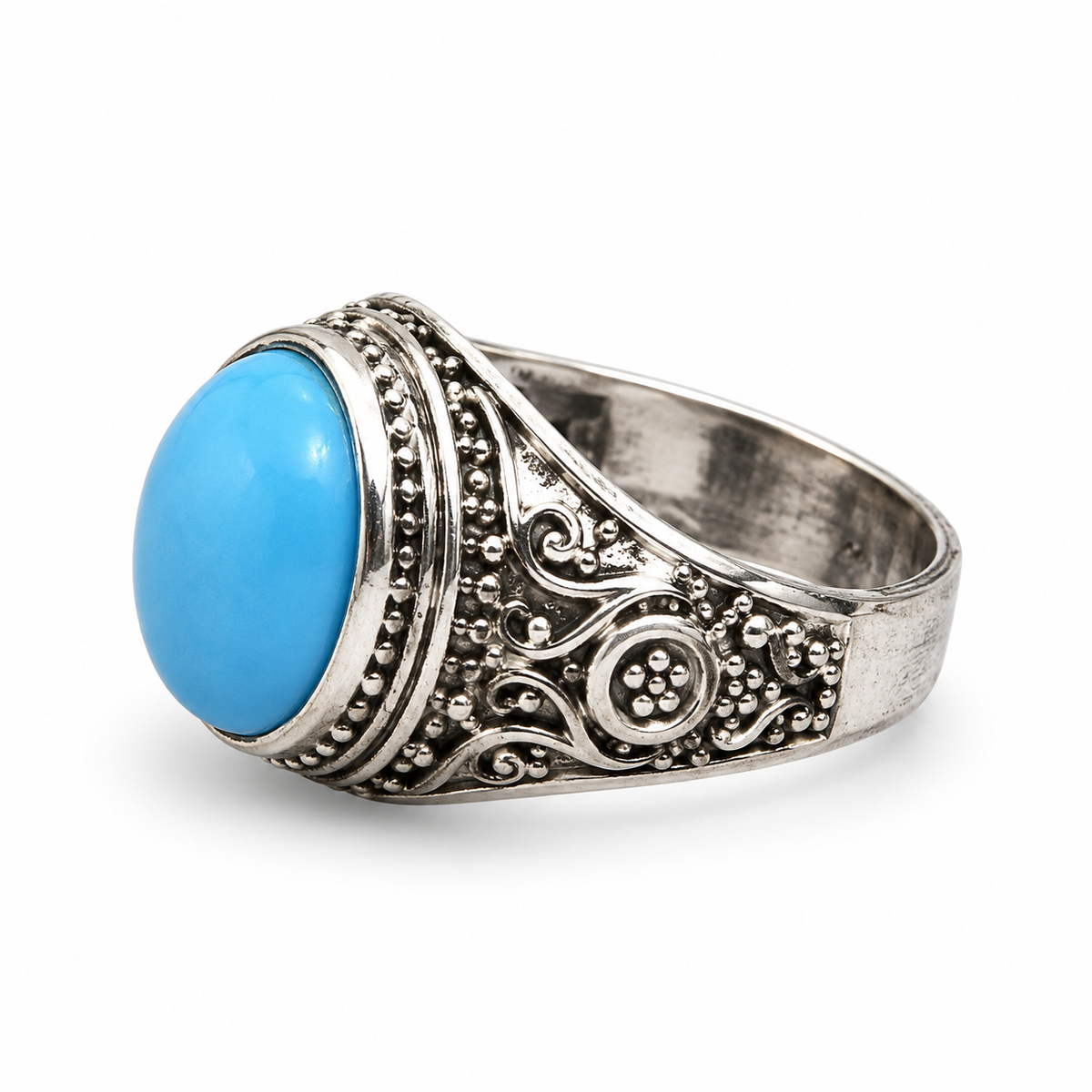 Sky-Blue Oval Ring