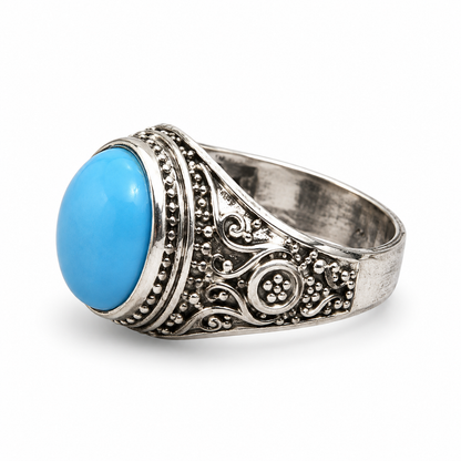 Sky-Blue Oval Ring
