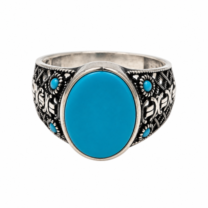 Turquoise Oval Stone Silver Ring