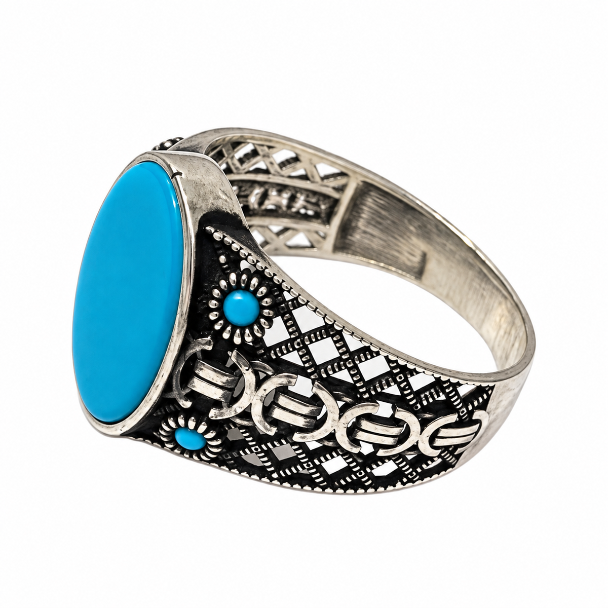Turquoise Oval Stone Silver Ring